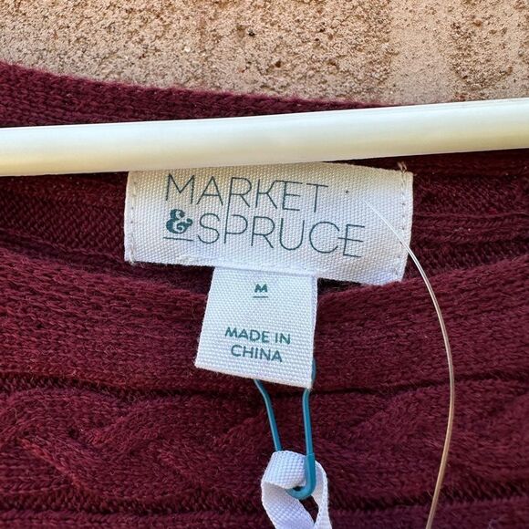 Burgundy Cable Knit Sweater - Picture 2 of 5